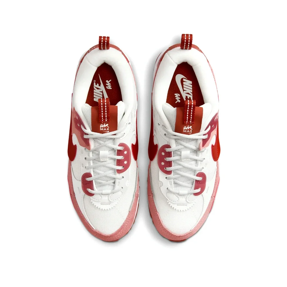 Nike Women’s Air Max 90 Leather & Suede Sneakers in White, Pink & Red - Picture 5 of 7